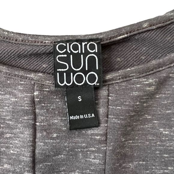 Clara Sun Woo dress Tunic Pocket Heathered Gray Pullover Long Sleeves Stretch - Picture 5 of 5